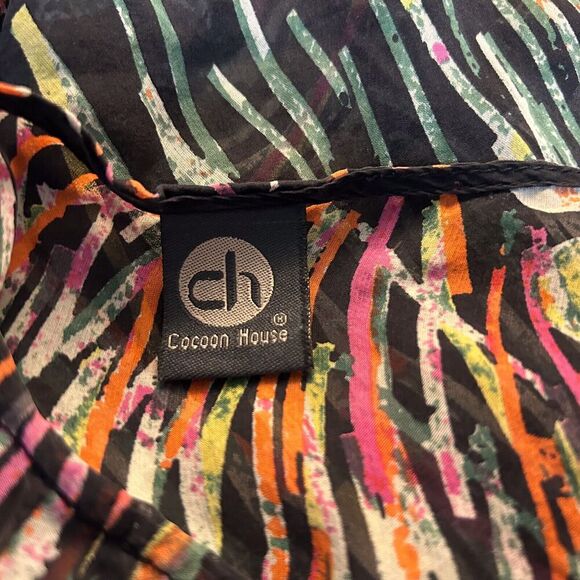 Cocoon House Silk Wearable Art Women's Large / XL Abstract Floral Fireworks - Picture 2 of 11